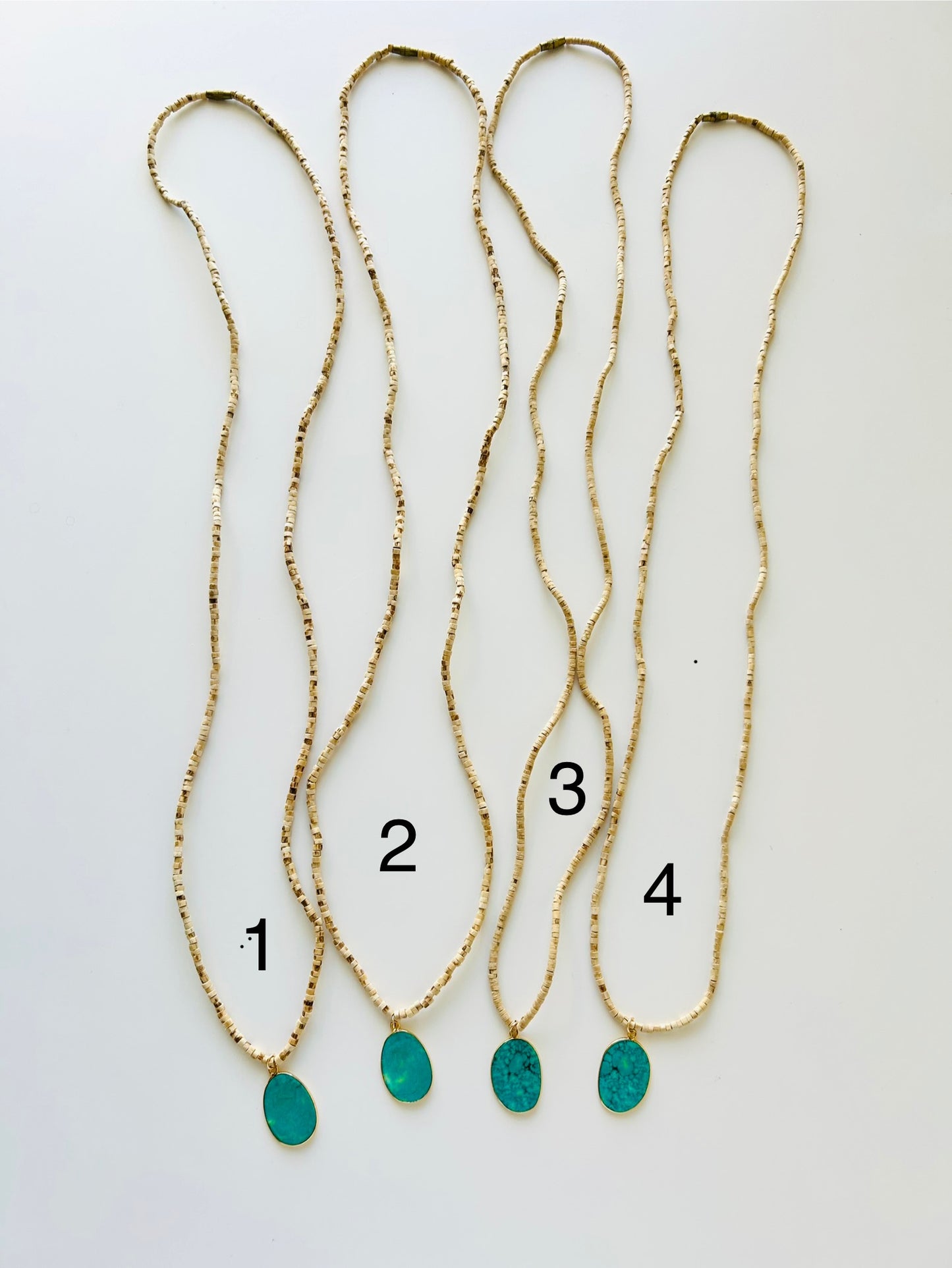 Tulsi Mala Necklace with Gold-Plated Turquoise Pendant