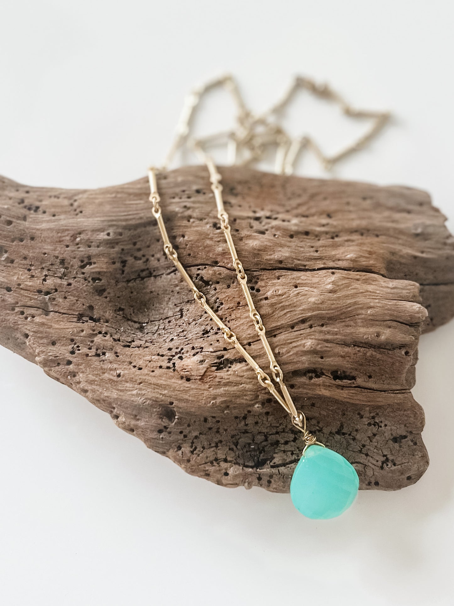 Aqua Chalcedony and Gold Necklace