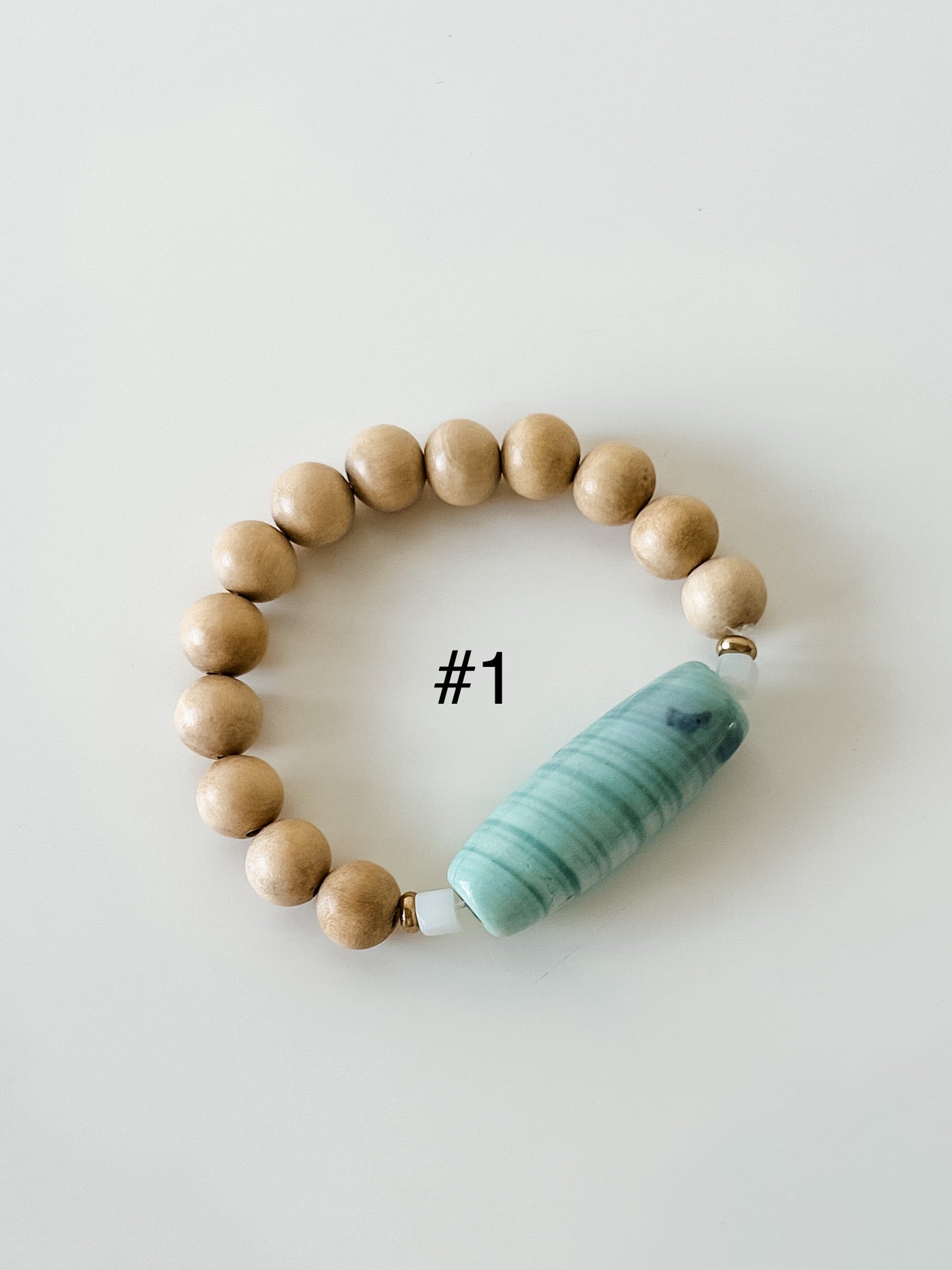 Agate Barrel Bead Bracelet
