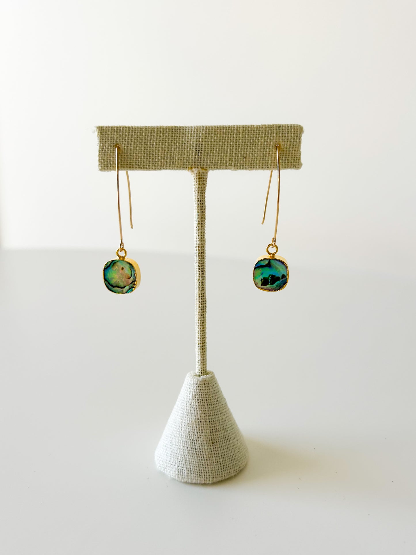 Abalone and Gold Dangle Earrings