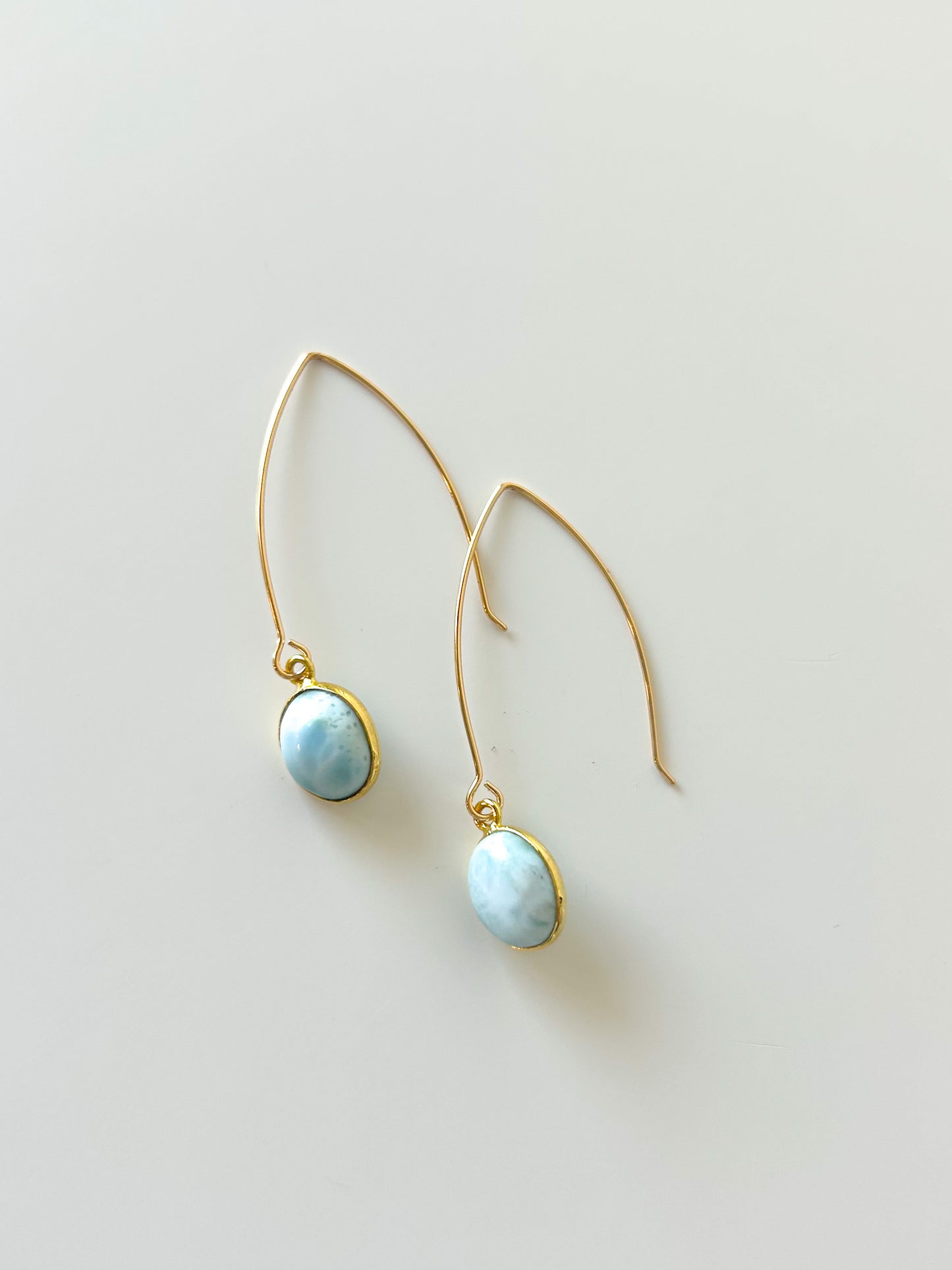Blue Opal and Gold Dangle Earrings