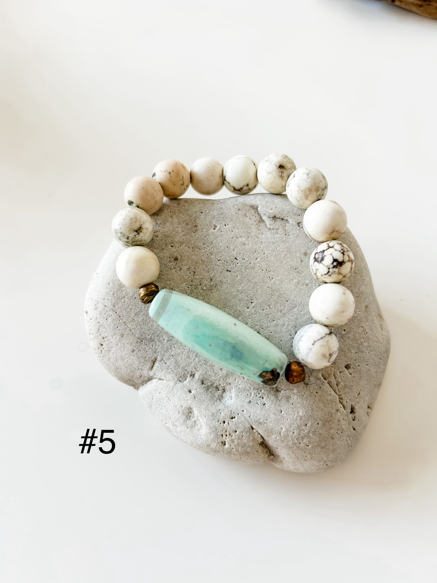 Agate Barrel Bead Bracelet
