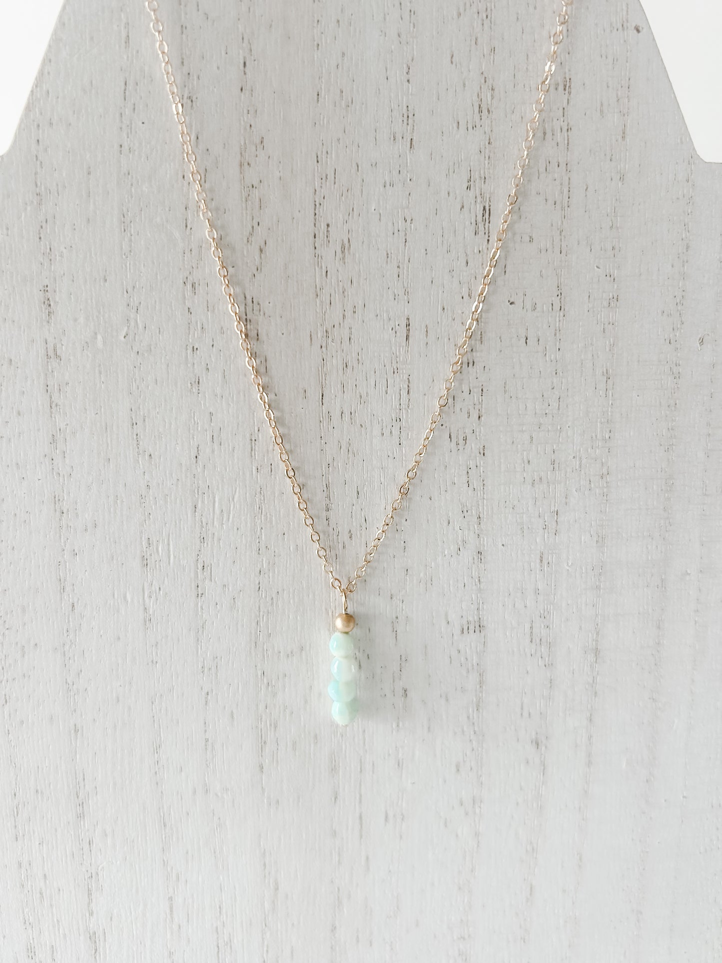 Faceted Blue Opal and Gold Drop Necklace