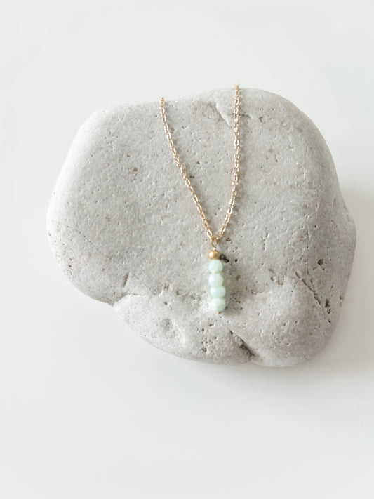 Faceted Blue Opal and Gold Drop Necklace