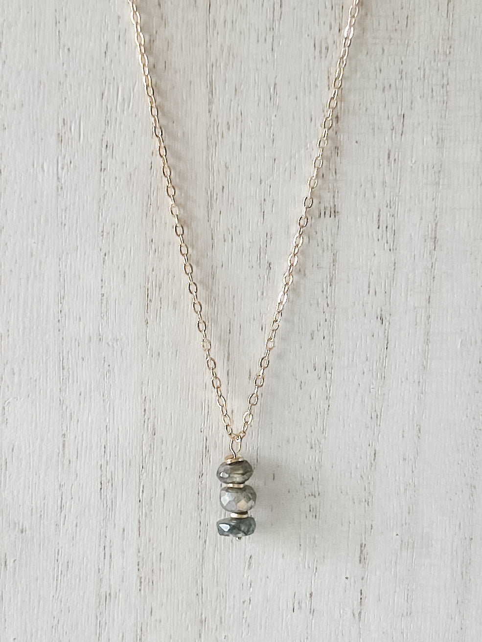 Faceted Black Spinel and Gold Drop Necklace