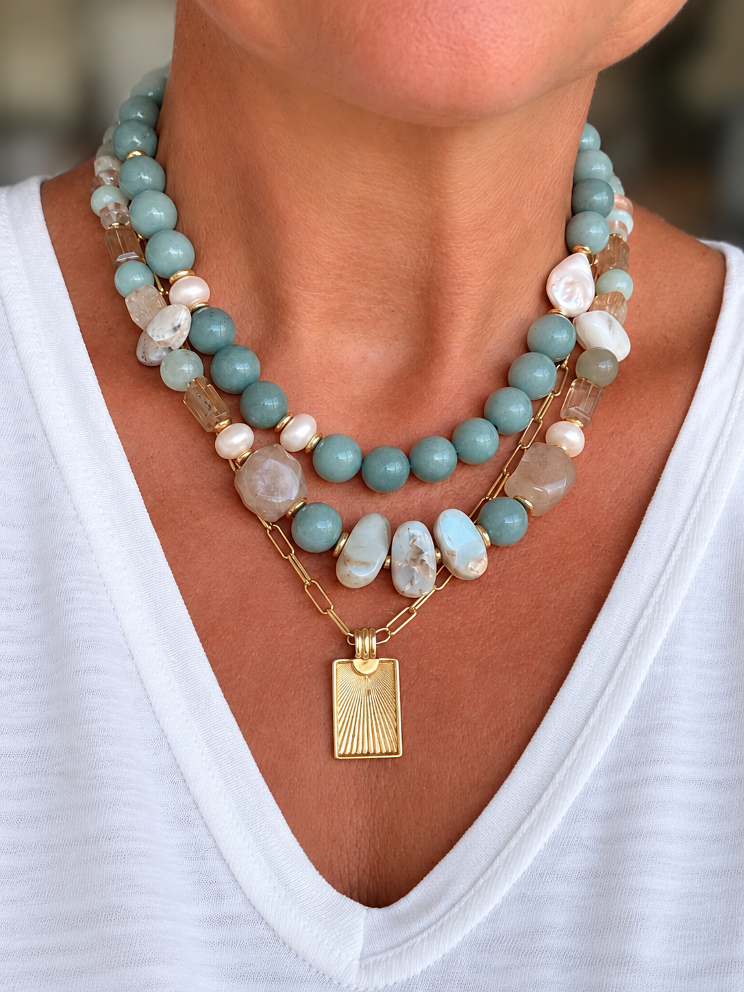 Stillwater | Aquamarine & Freshwater Pearl Necklace