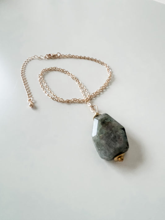 Labradorite Pendant Gold Necklace