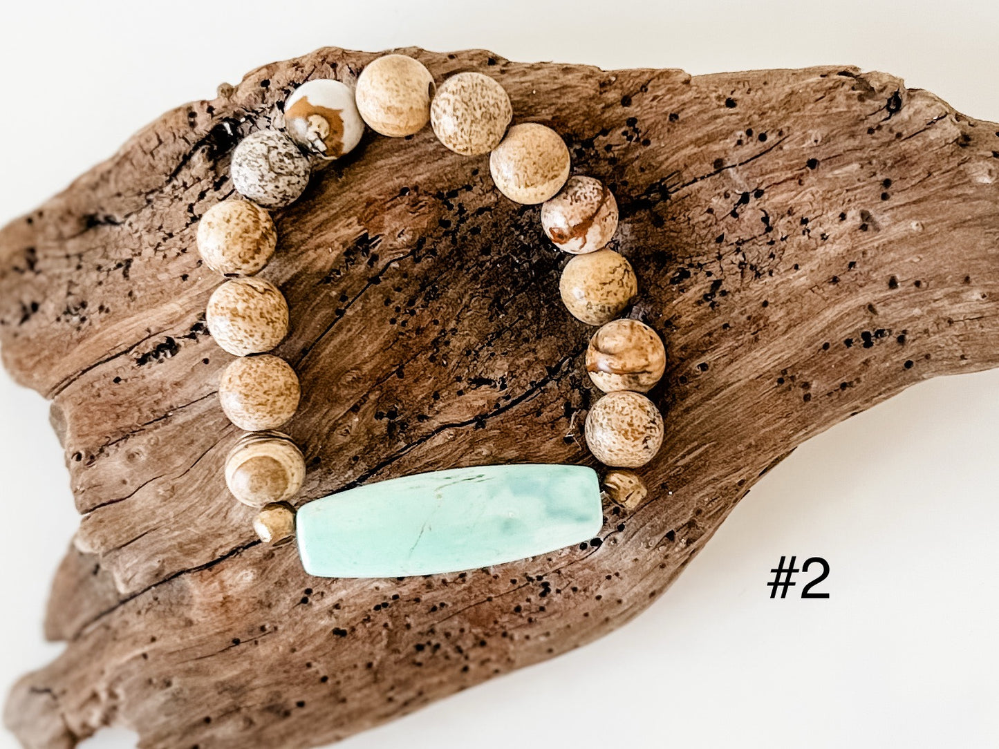Agate Barrel Bead Bracelet