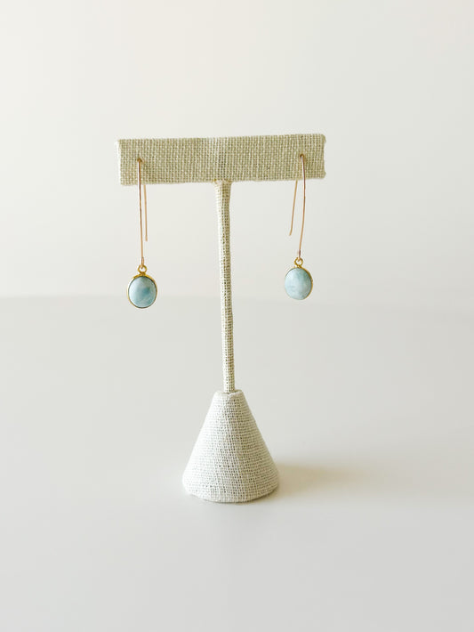 Blue Opal and Gold Dangle Earrings