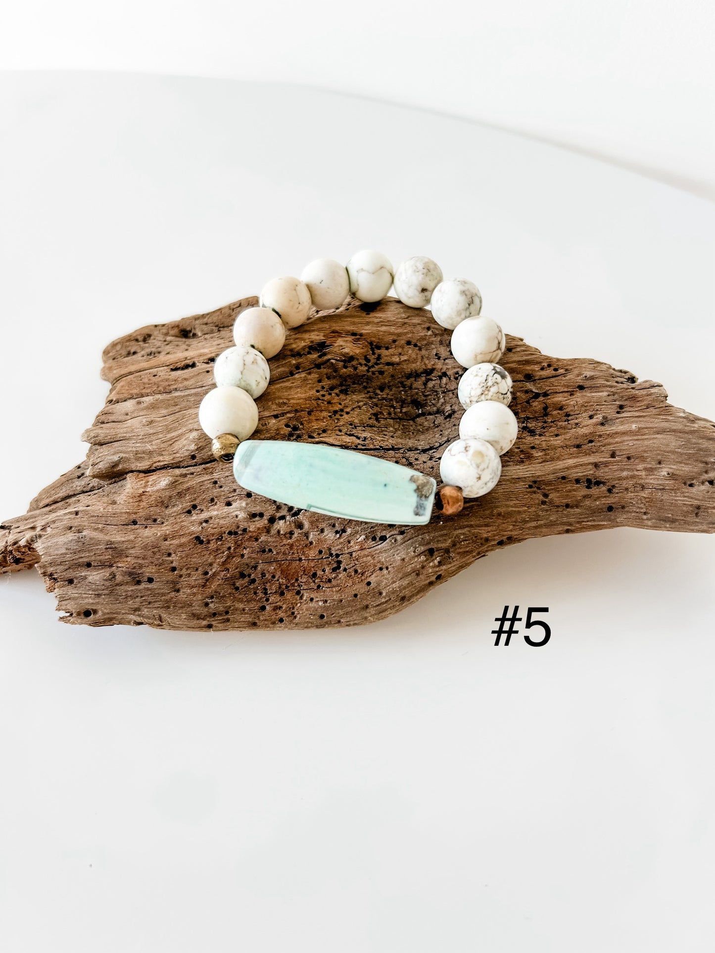Agate Barrel Bead Bracelet