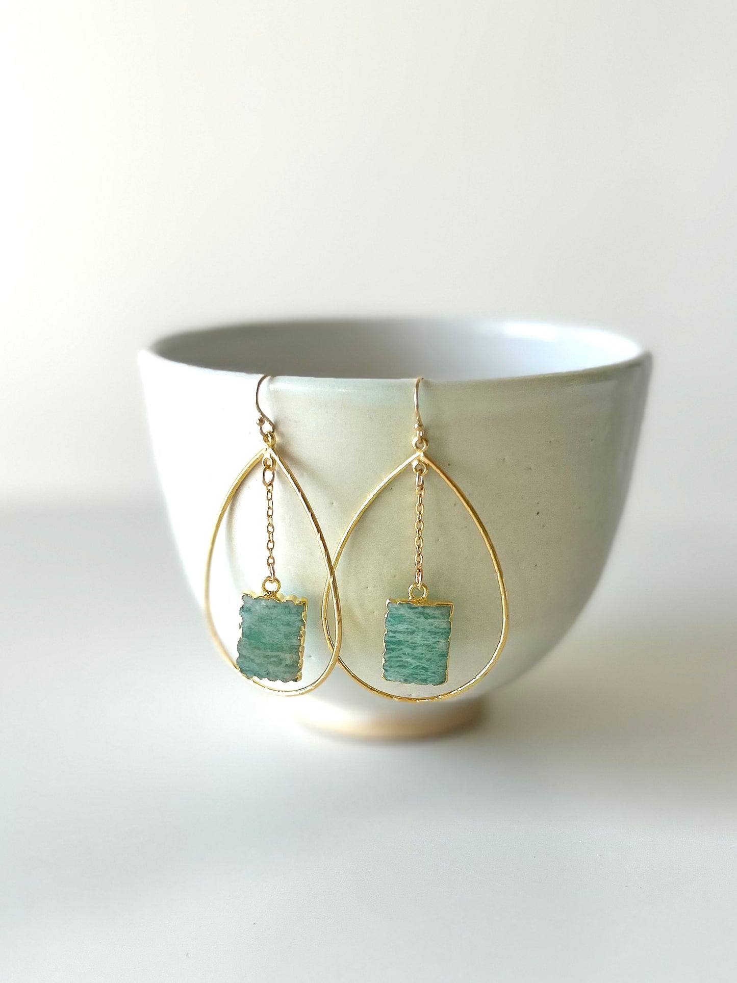 Amazonite and Gold Dangle Earrings