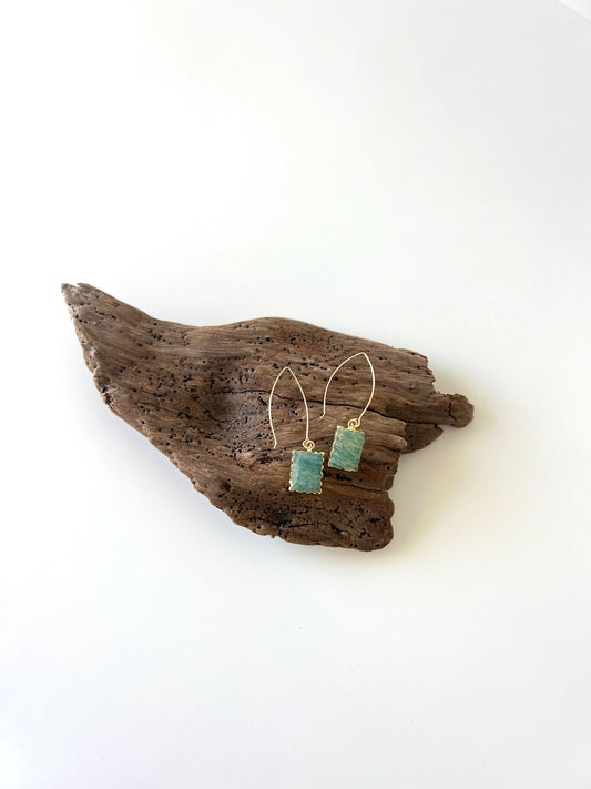Amazonite and Gold Dangle Earrings