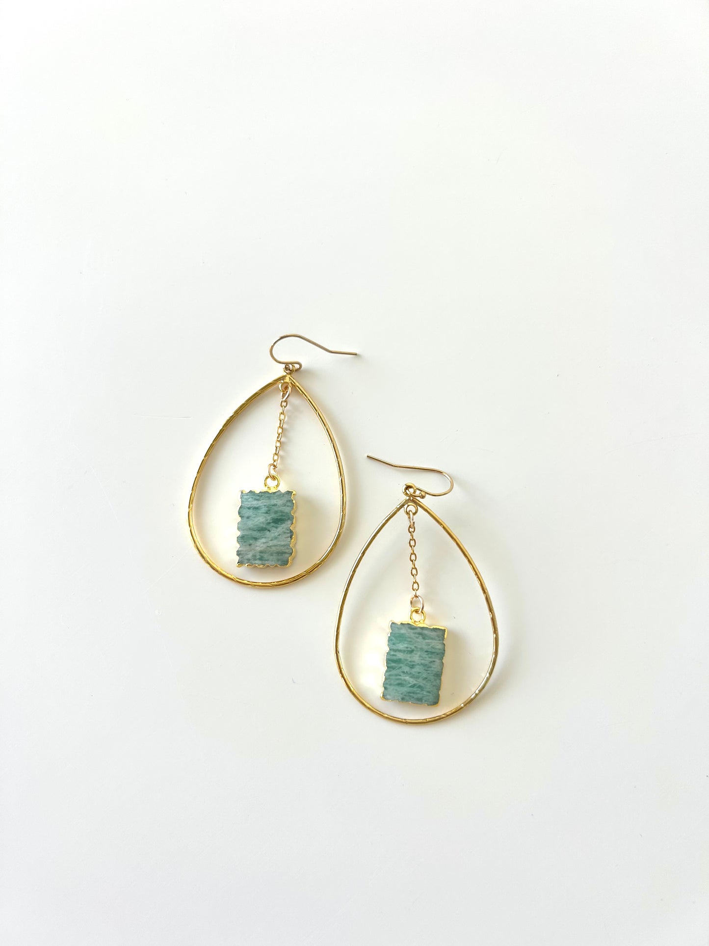 Amazonite and Gold Dangle Earrings