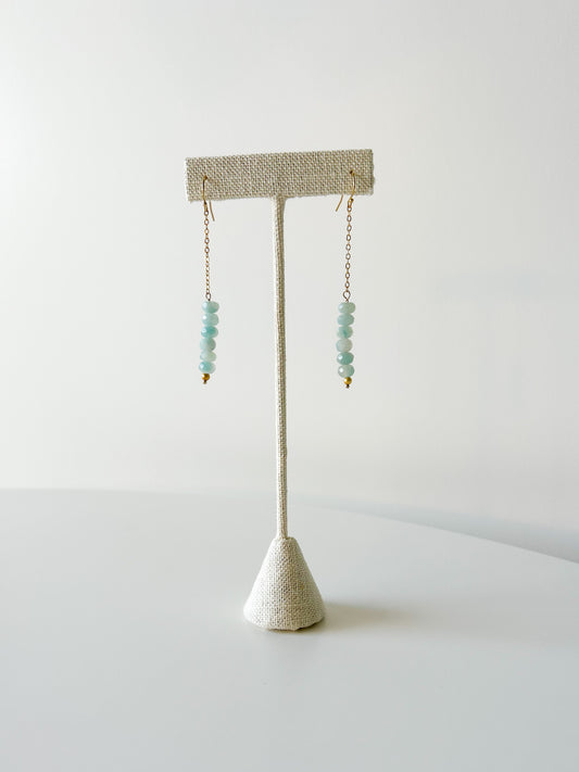 Aqua Opal and Gold Chain Drop Earrings