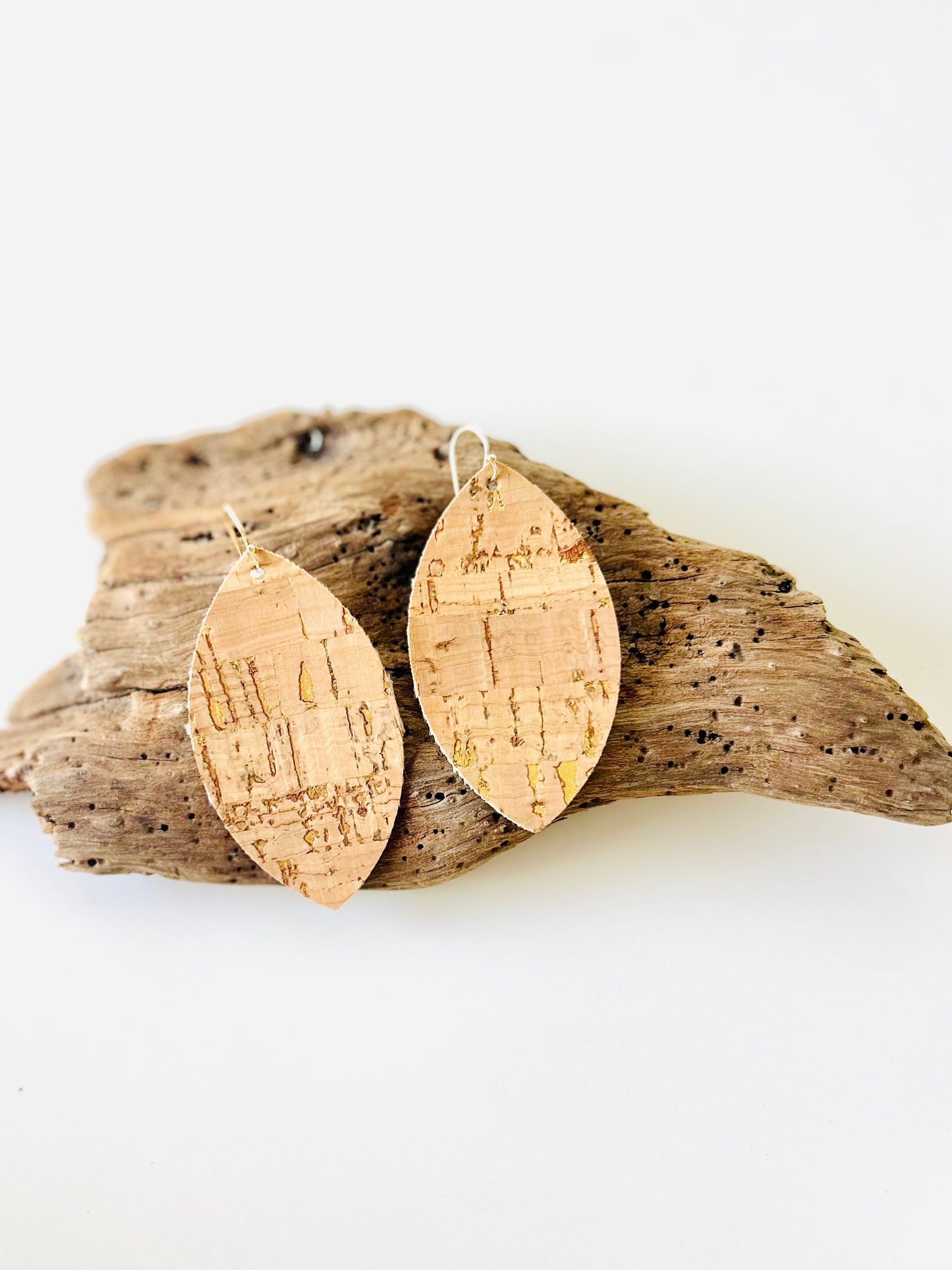 Natural Cork with Gold Flake Earrings