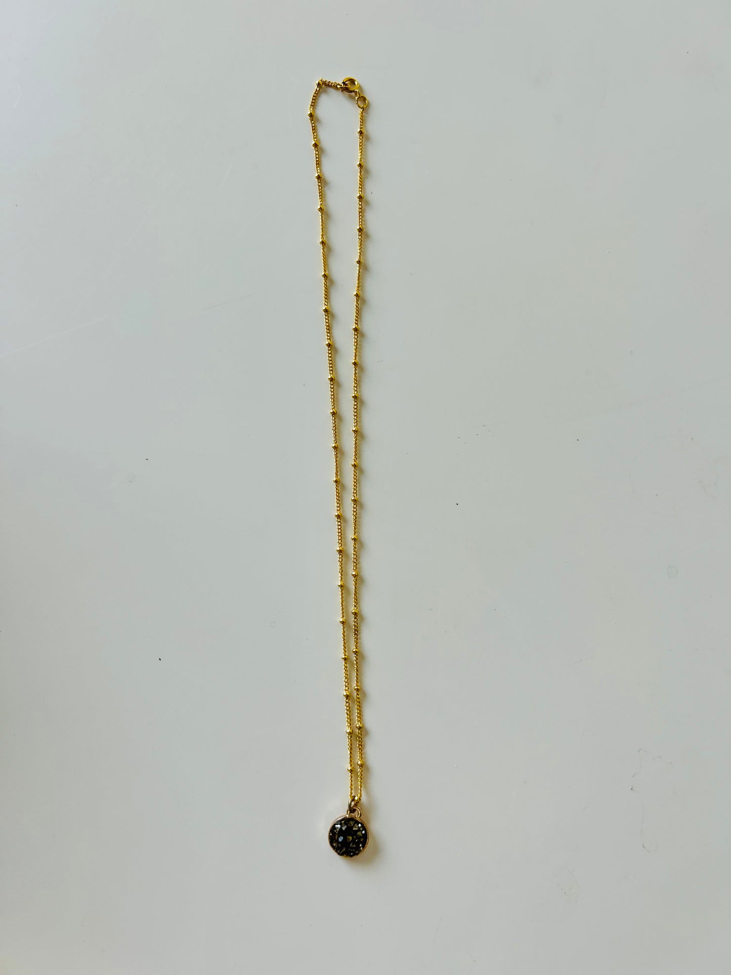 Gold-edged Gray Druzy Satellite Chain Necklace