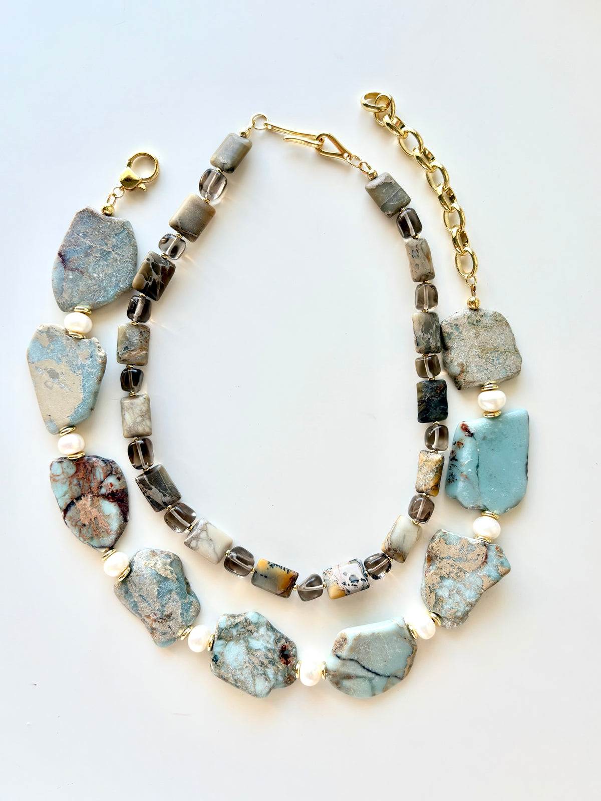 Tidal Stone | Natural Gemstone & Pearl Necklace