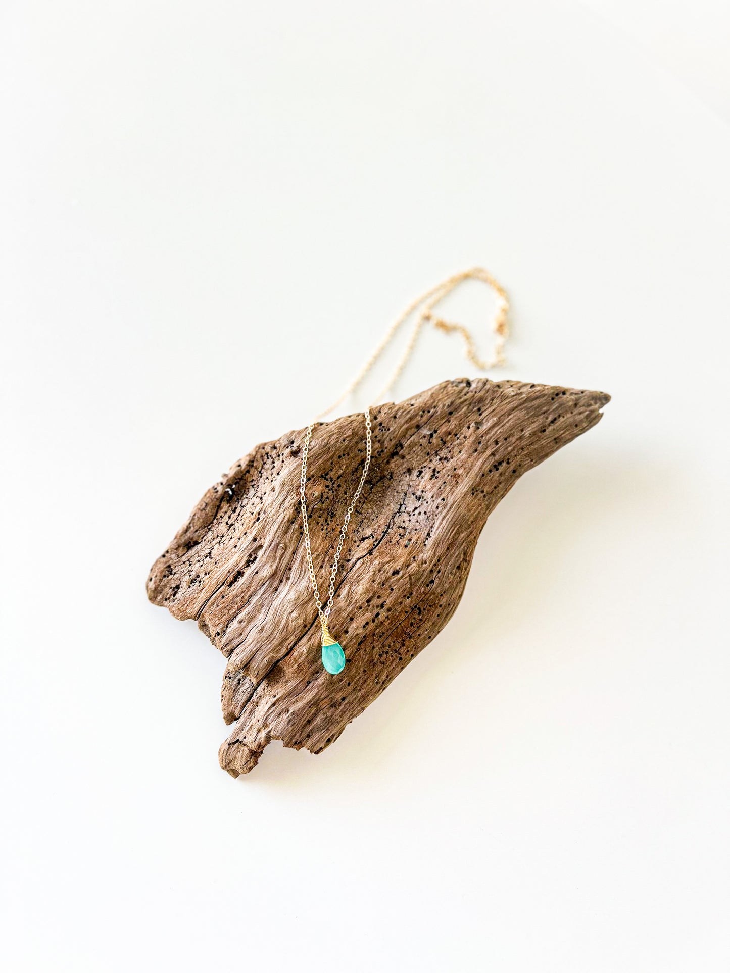 Aqua Chalcedony Gold Necklace