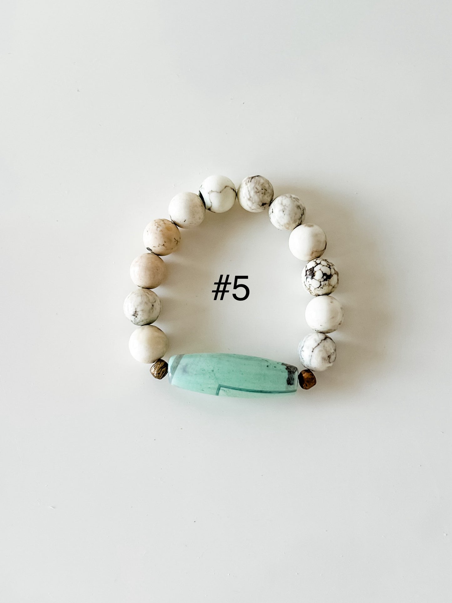 Agate Barrel Bead Bracelet