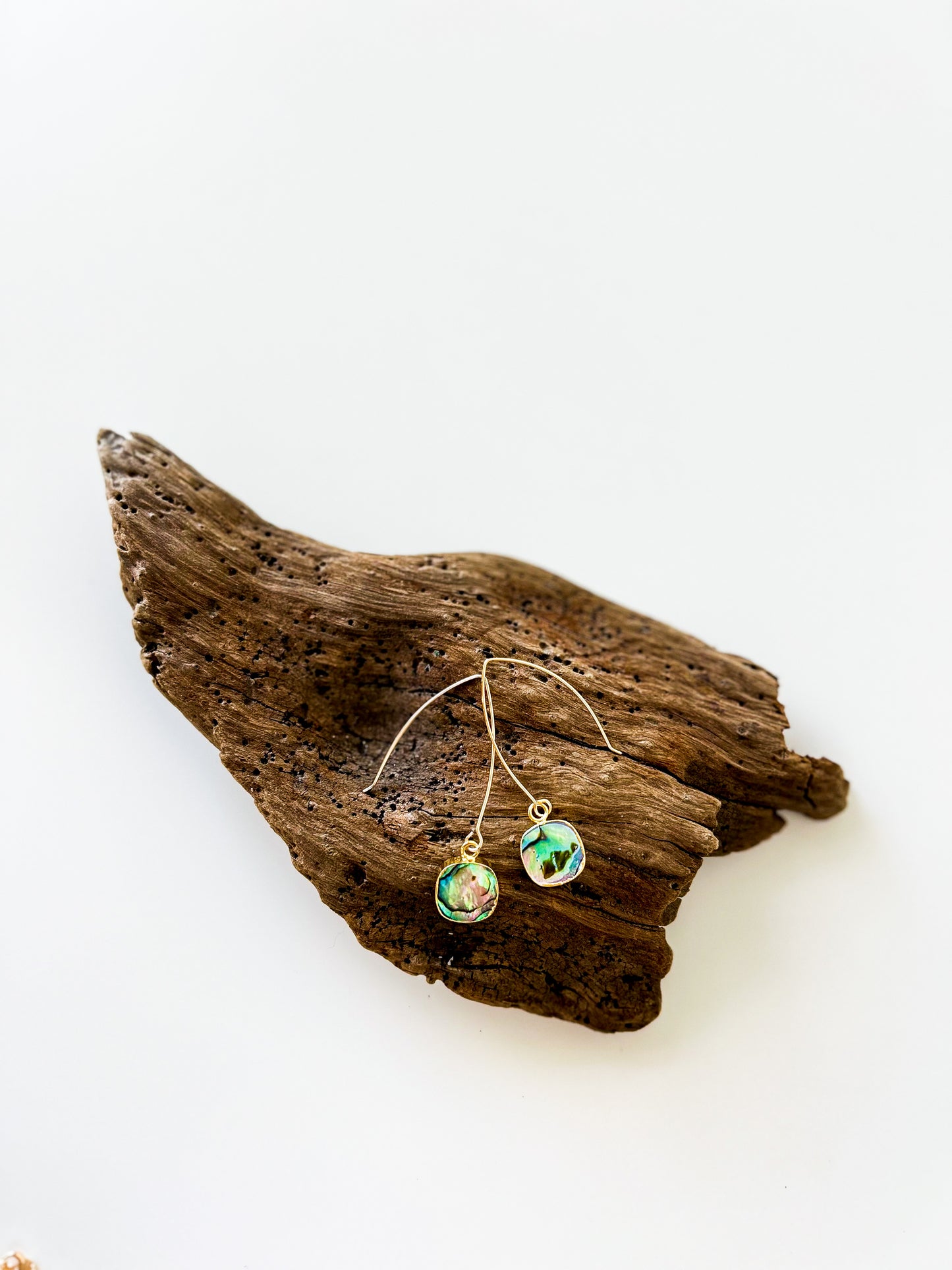 Abalone and Gold Dangle Earrings