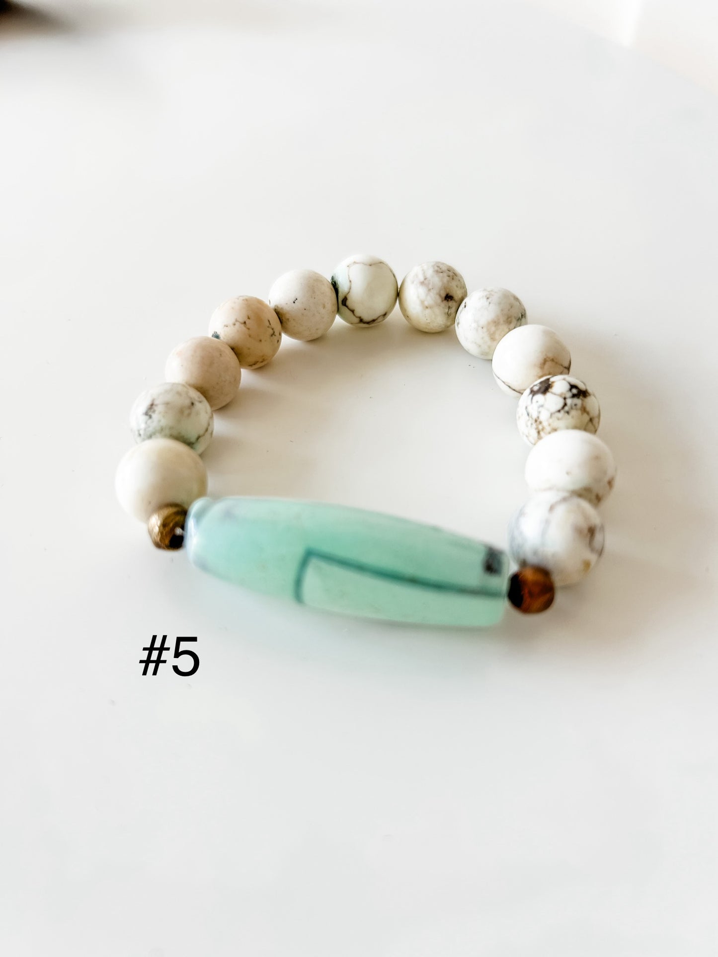 Agate Barrel Bead Bracelet
