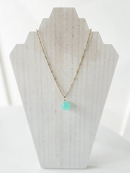 Aqua Chalcedony and Gold Necklace
