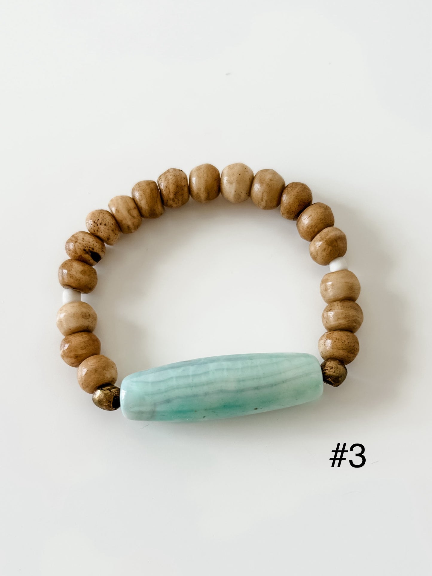 Agate Barrel Bead Bracelet