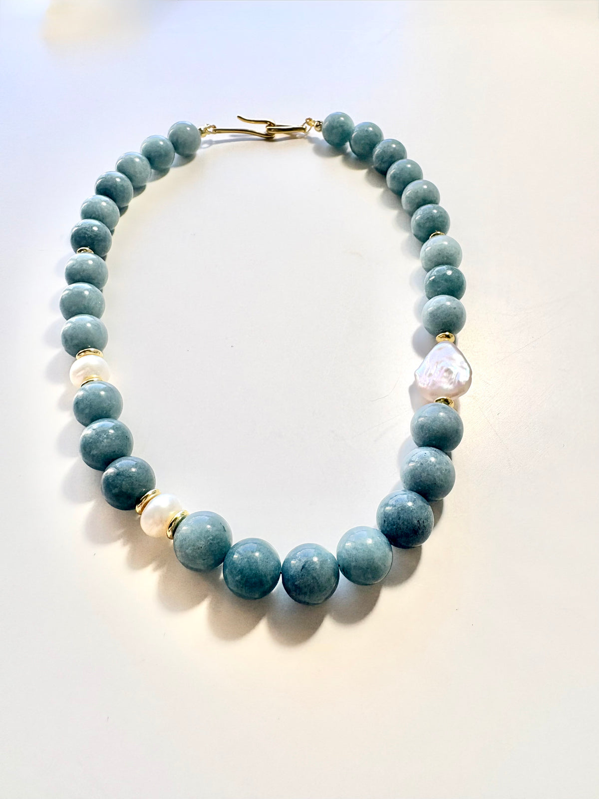 Stillwater | Aquamarine & Freshwater Pearl Necklace