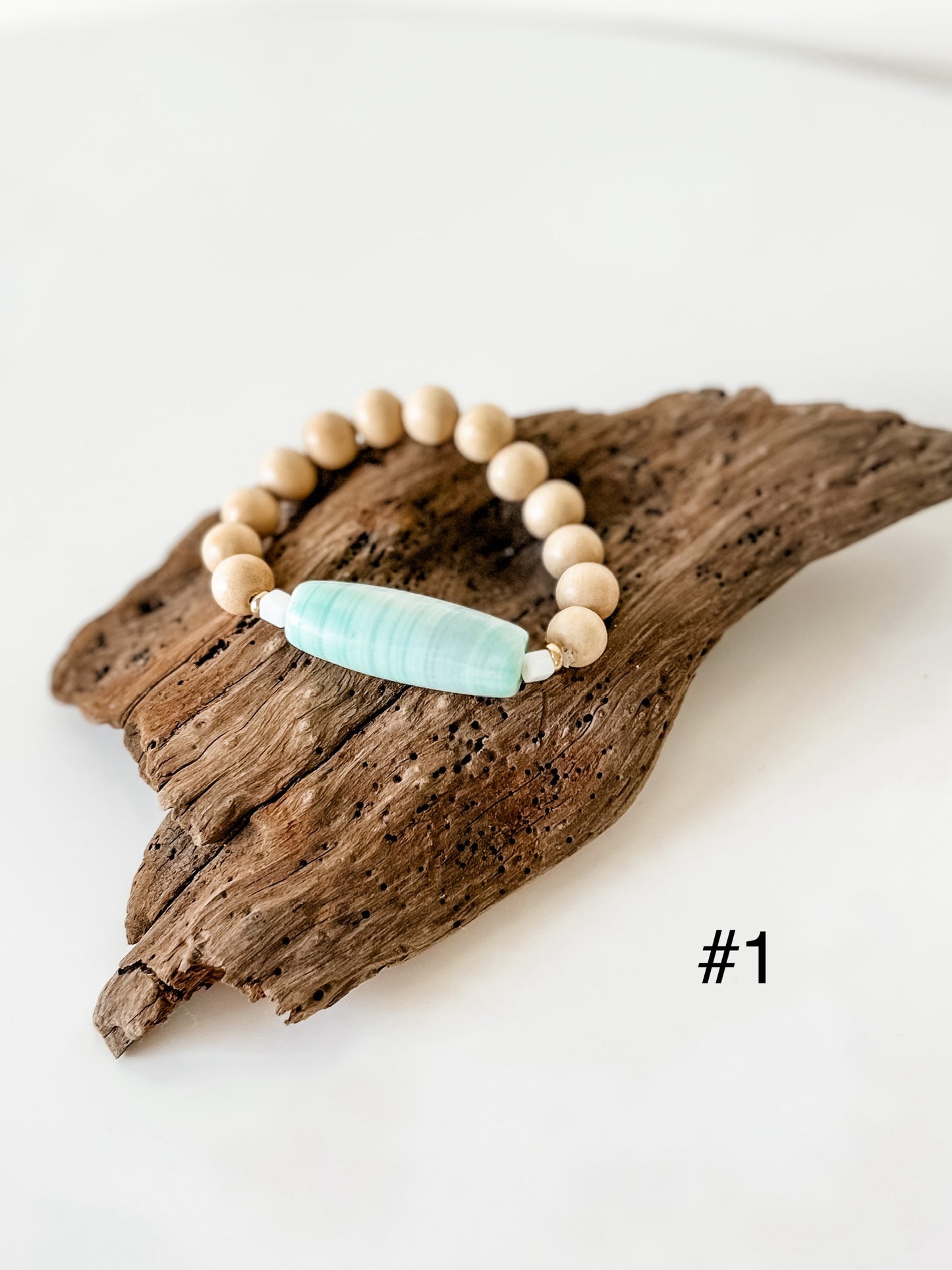 Agate Barrel Bead Bracelet