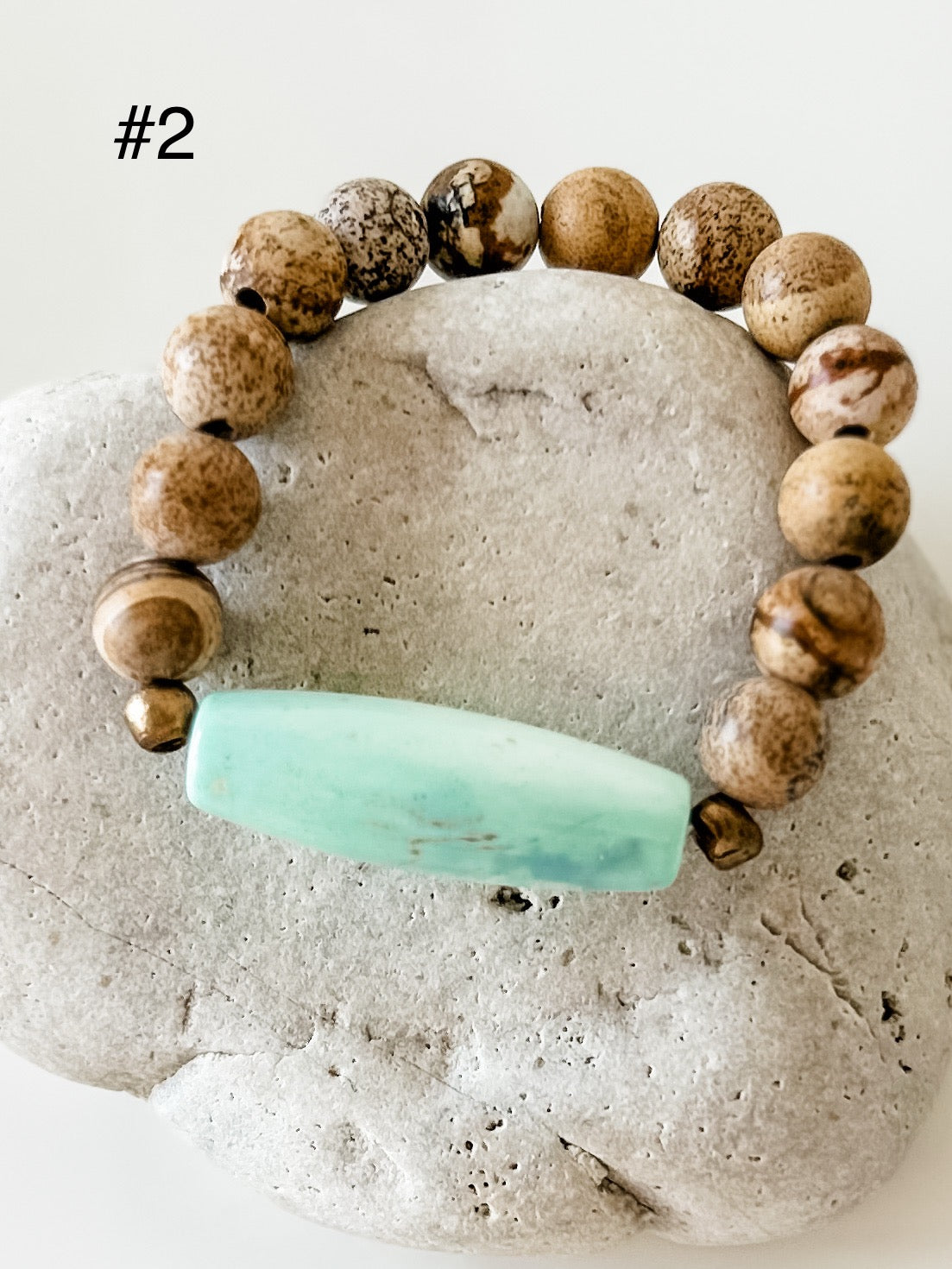 Agate Barrel Bead Bracelet