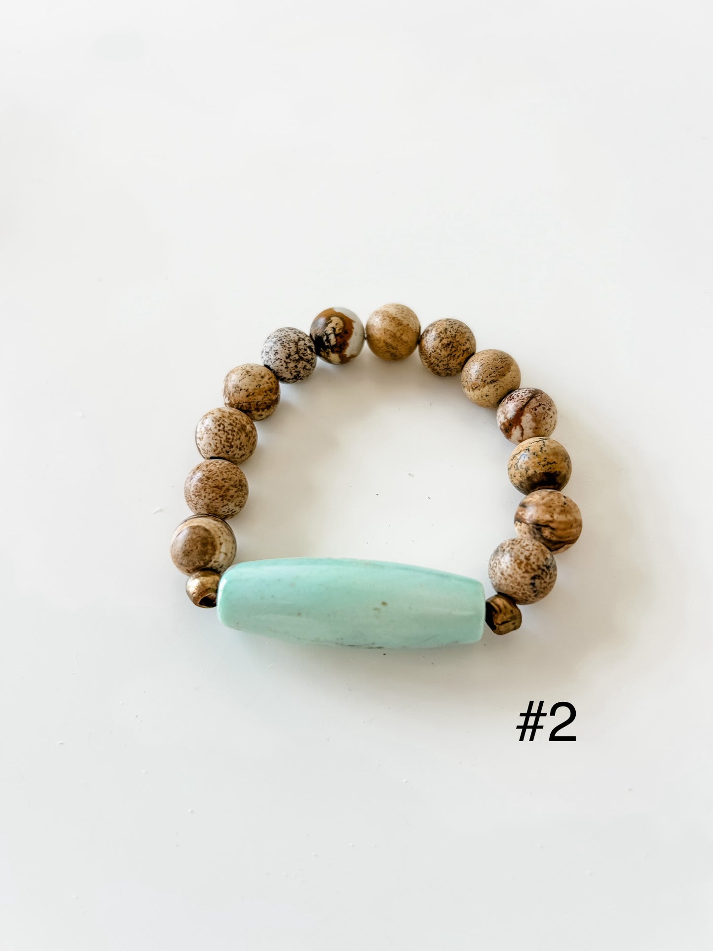 Agate Barrel Bead Bracelet
