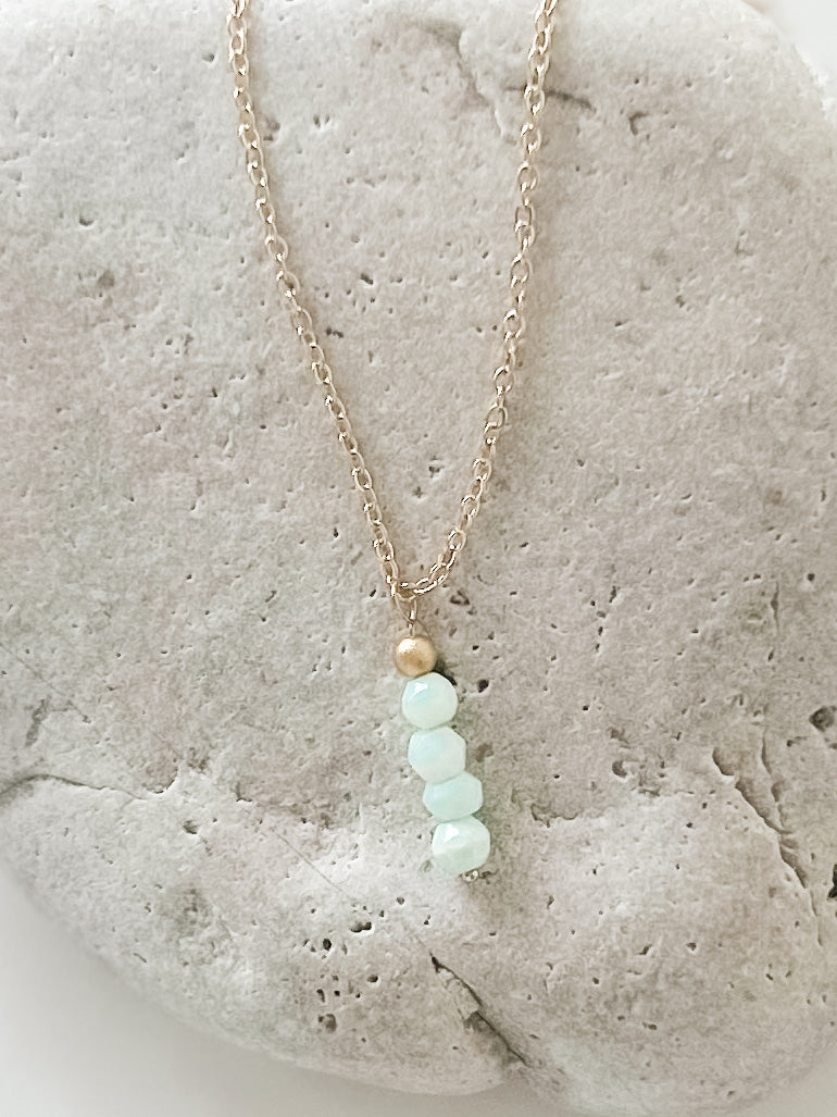 Faceted Blue Opal and Gold Drop Necklace