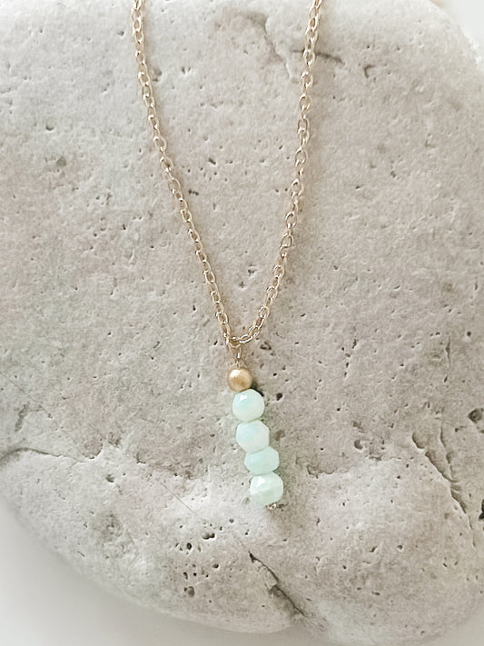 Faceted Blue Opal and Gold Drop Necklace
