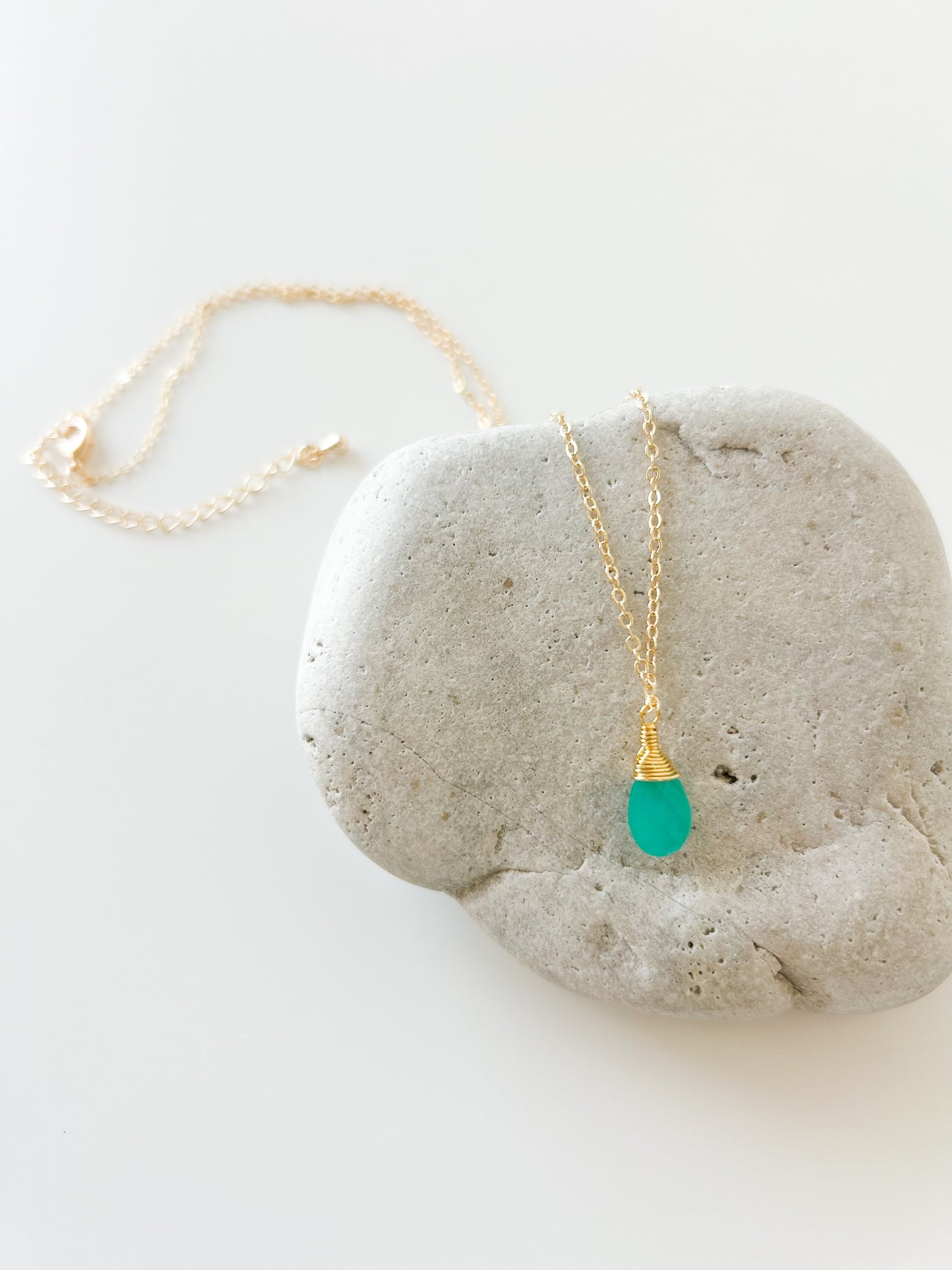 Aqua Chalcedony Gold Necklace