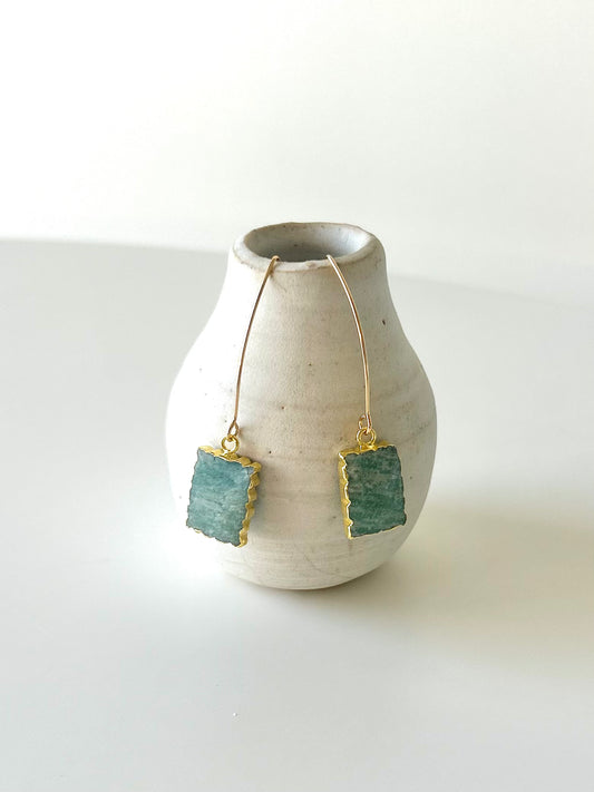 Amazonite and Gold Dangle Earrings