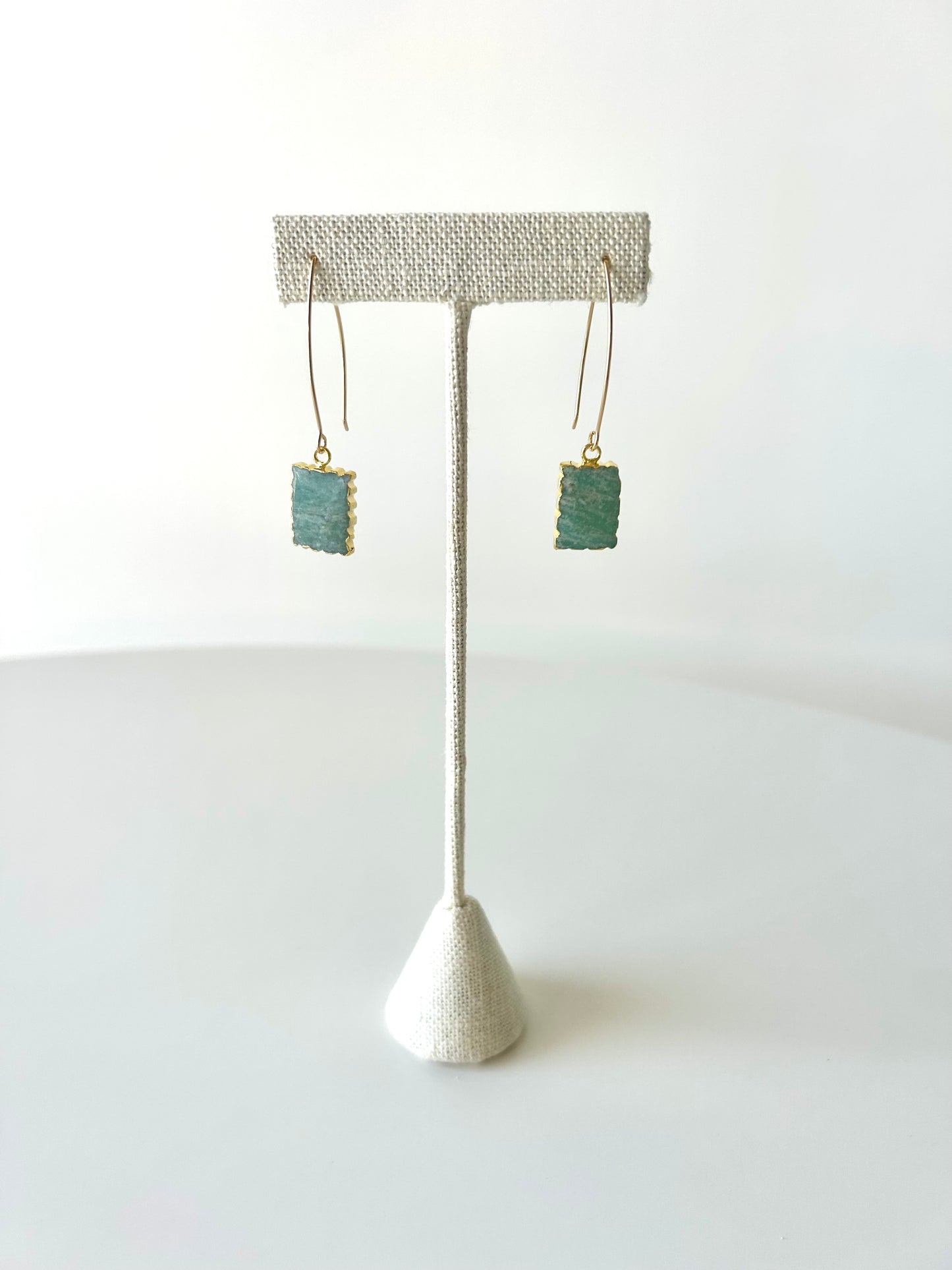Amazonite and Gold Dangle Earrings