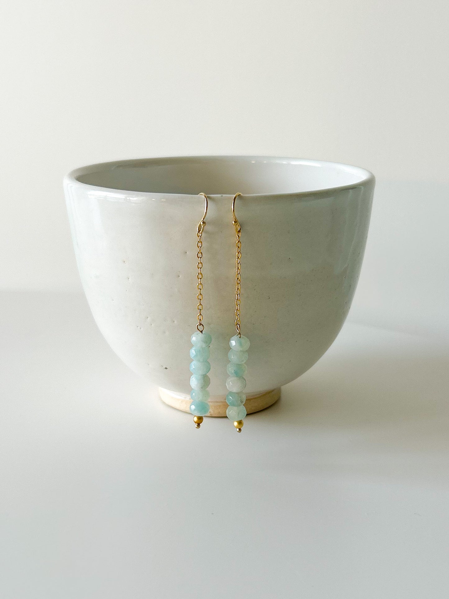 Aqua Opal and Gold Chain Drop Earrings