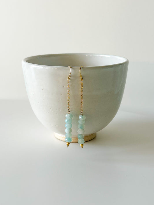 Aqua Opal and Gold Chain Drop Earrings