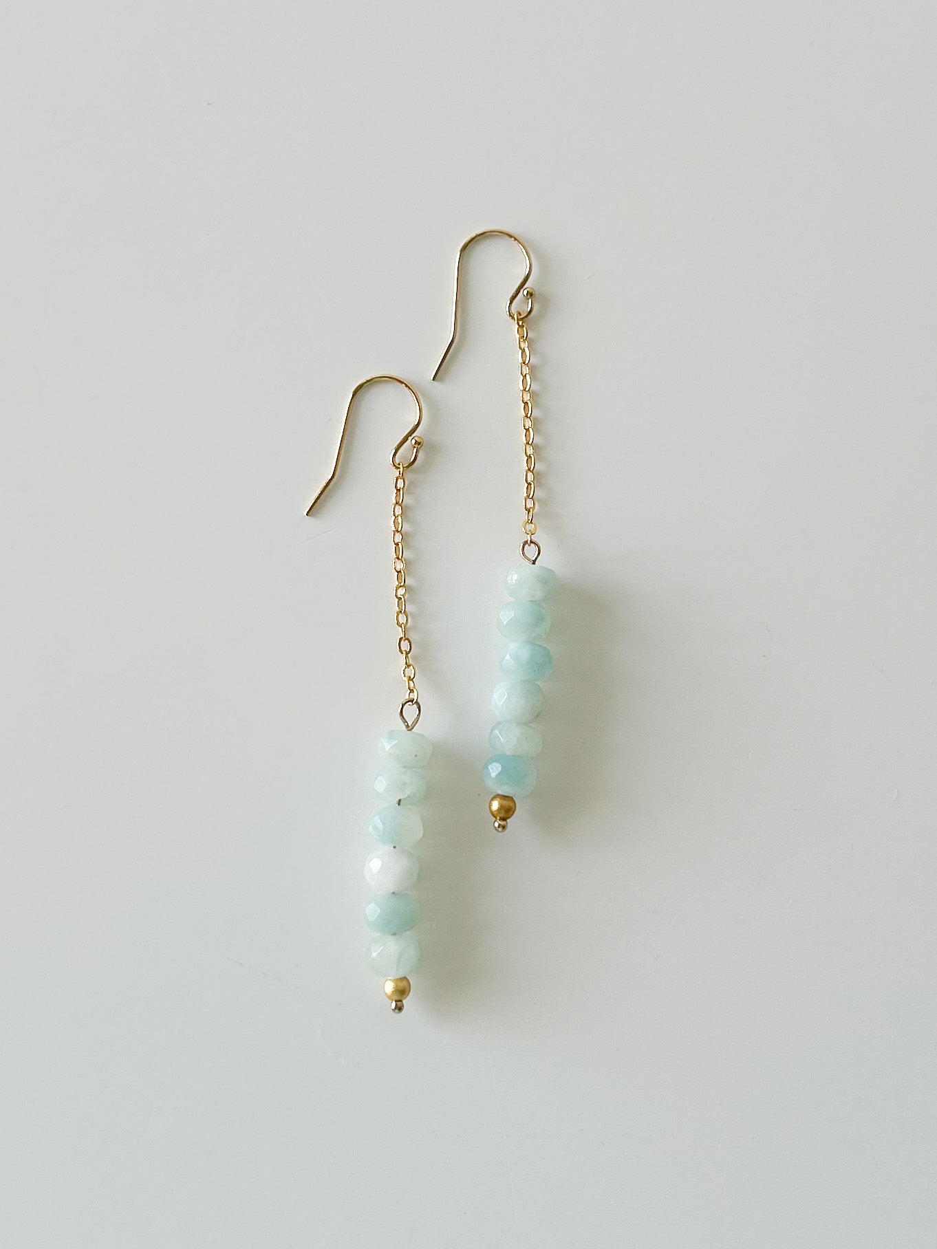 Aqua Opal and Gold Chain Drop Earrings