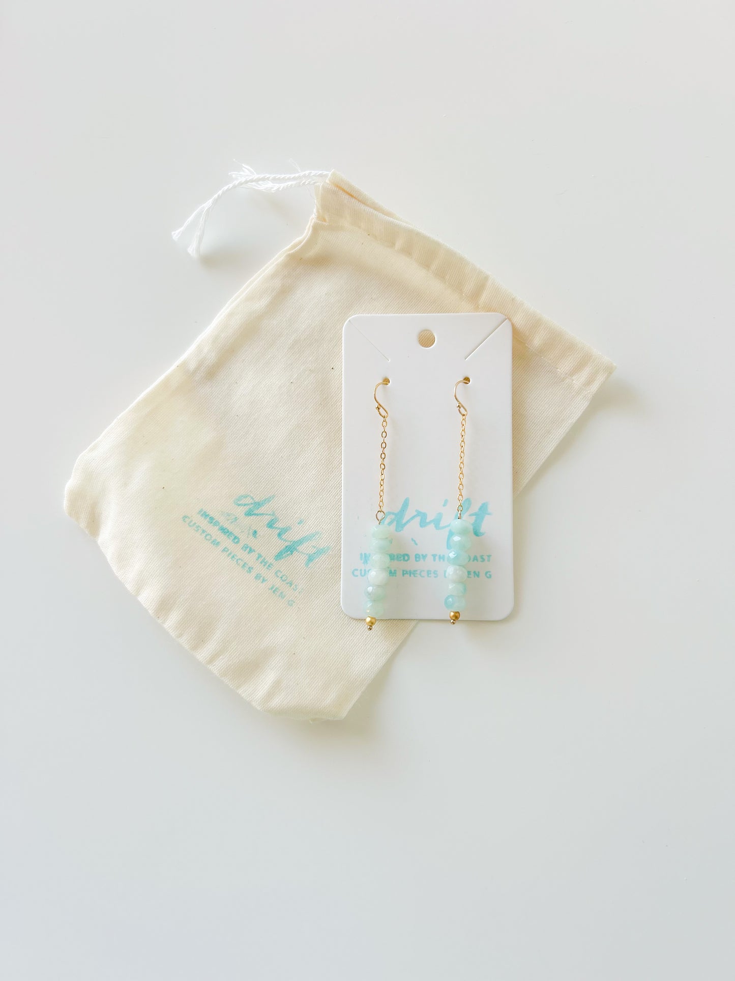 Aqua Opal and Gold Chain Drop Earrings