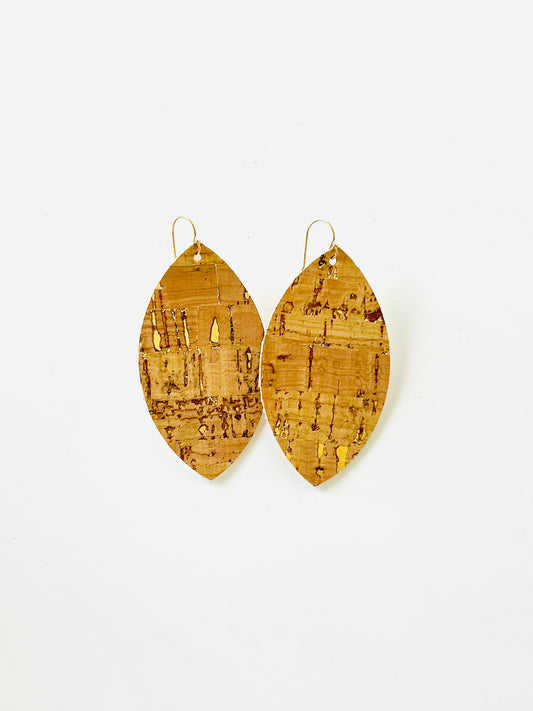 Natural Cork with Gold Flake Earrings