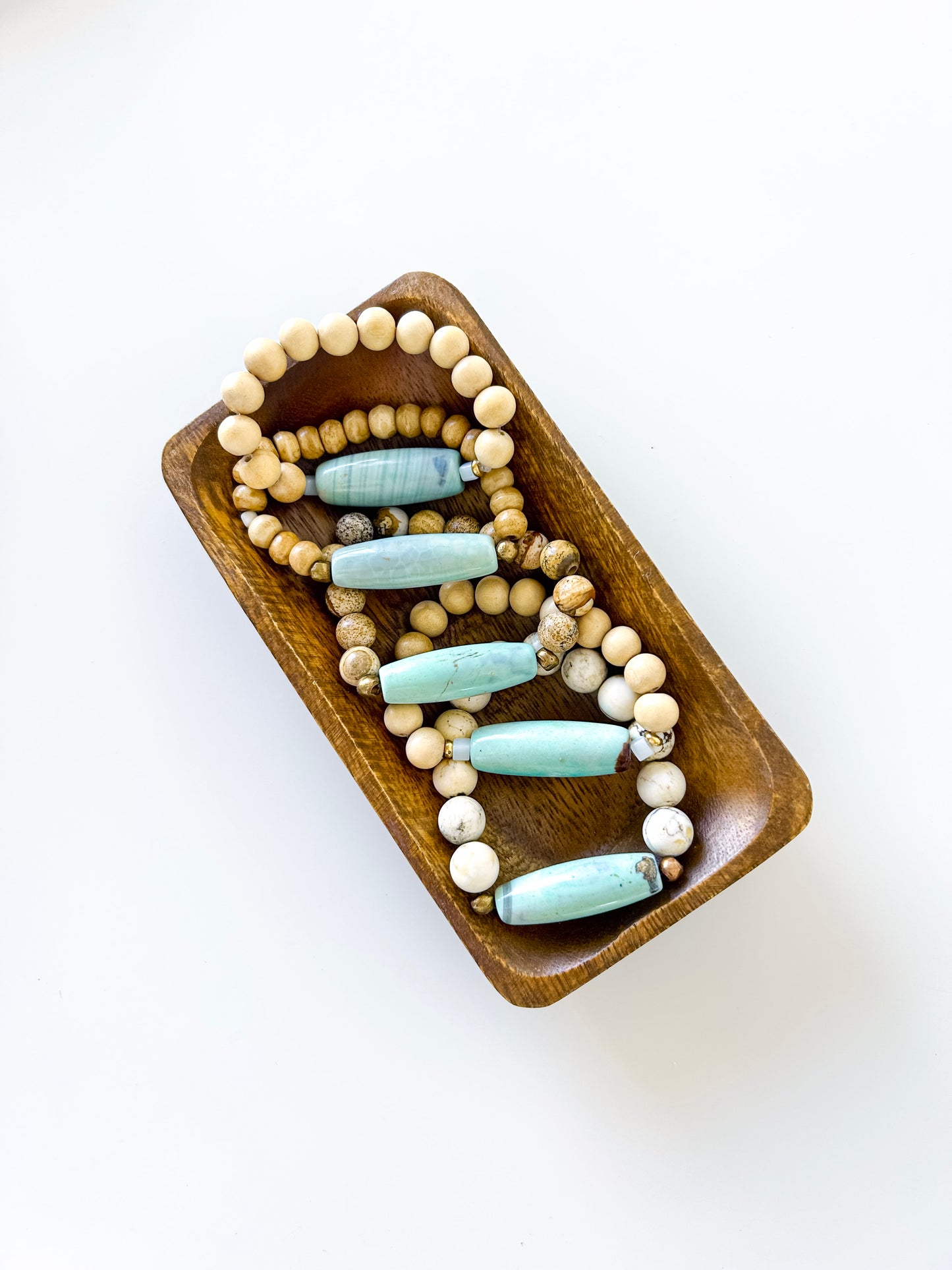 Agate Barrel Bead Bracelet